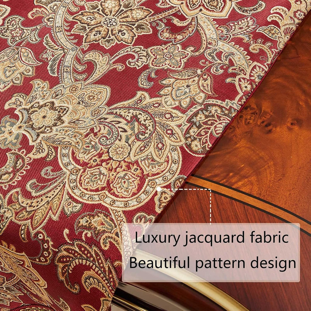 Luxury Vintage Table Runners 72 inches Long Embroidery Jacquard Fabric with Multi-Tassels Table Runners Dresser