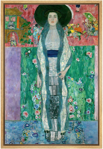 Framed Canvas Print Wall Art Portrait of Adele Bloch-Bauer II Gustav Klimt Classic Illustrations Fine Art Decorative