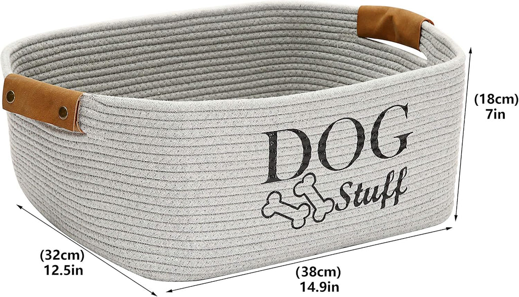Square Dog toy basket storage Cotton Rope Storage Basket Pet/Pet Toy And Accessory Storage Bin Doy Toy Box-Gray