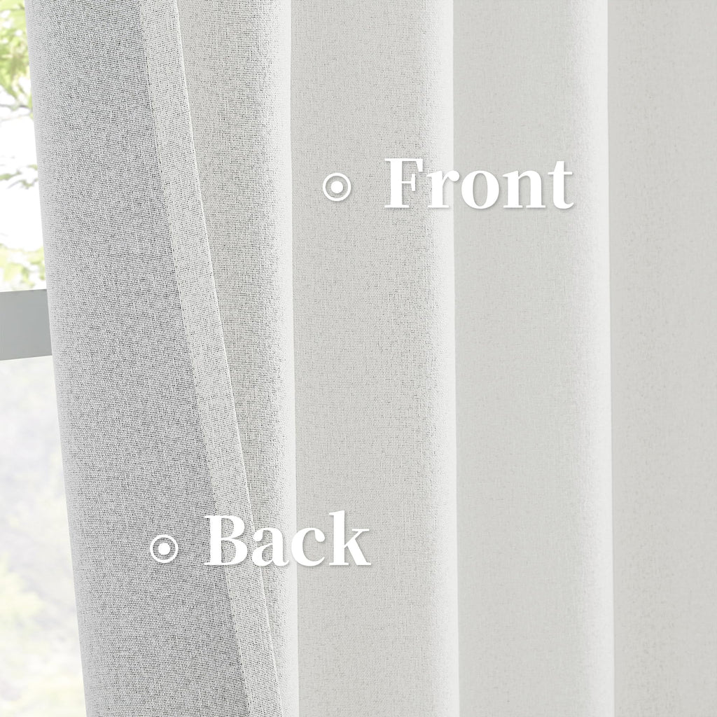 102 Inches Curtains Blackout Drapes Back Tab Hook Belt Country Farmhouse Curtains, Off White, Ivory, 72 by 102