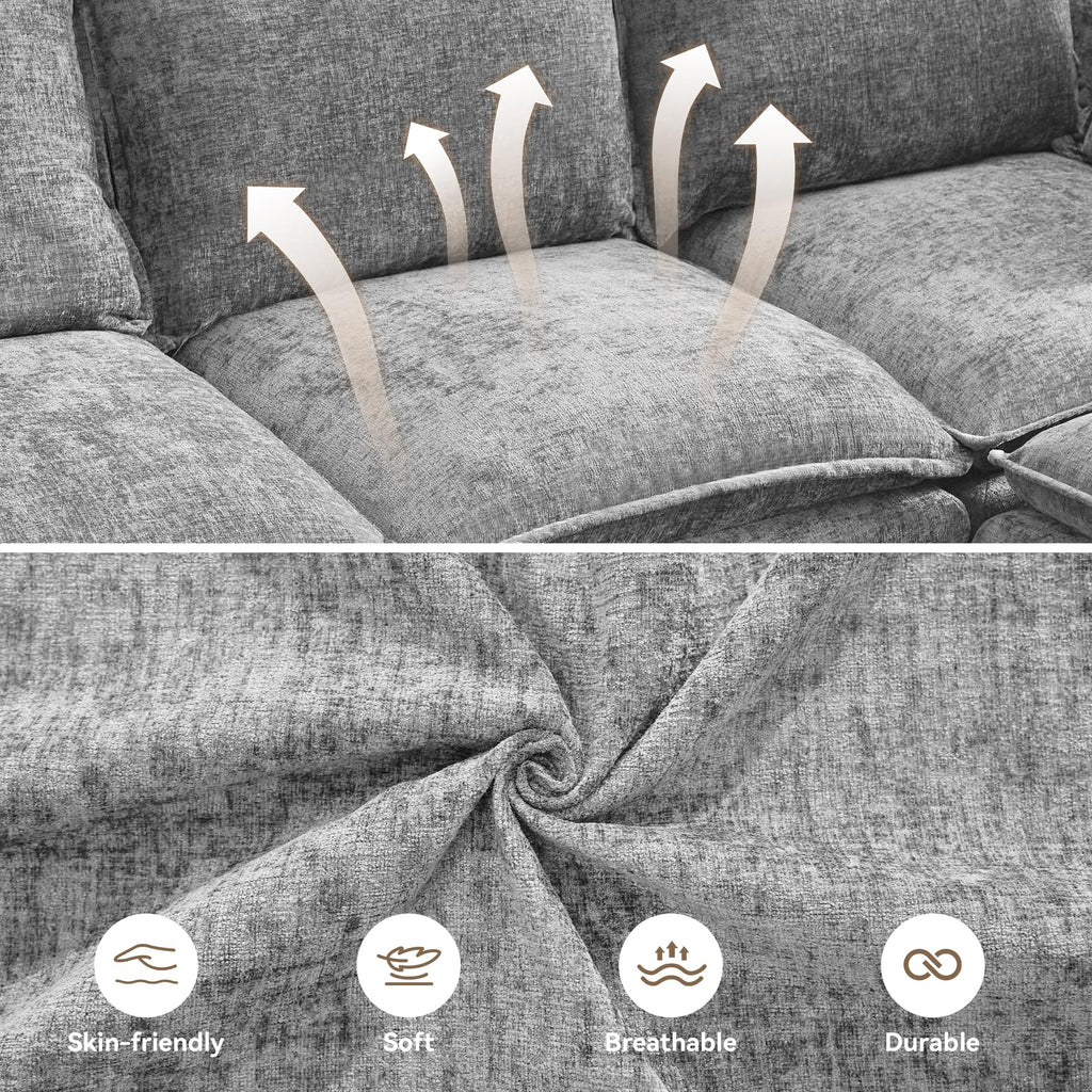 55" Cloud Modular Loveseat Sofa with Storage, Modern Upholstered Sofa Couch Small Love Seat, 2 Seater Chenille Comfy