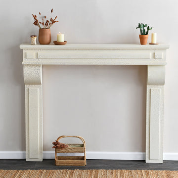 Lodge Decorative Fireplace Mantel, Distressed Cream