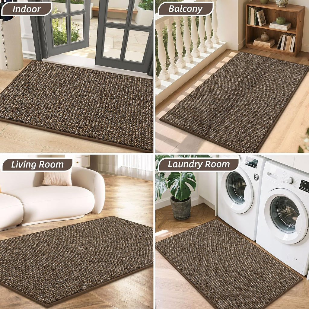 Dirt Trapper Door Mat 24" x 36", Non-Slip Washable Doormats, Brown | Entrance Mat Dirt Resistant and Absorbent