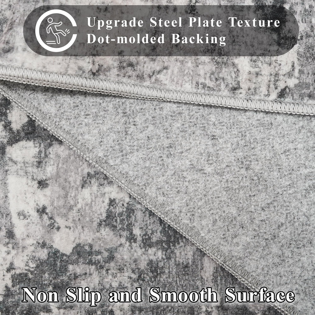 Area Rug Square Washable: Abstarct Non Slip Rugs Blackgrey
