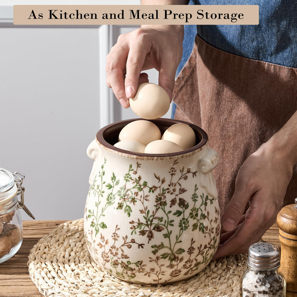 Utensil Holder Counter, Modern Farmhouse Rustic Cooking Utensil Holder and Crock, Exquisite Chinoiserie Floral