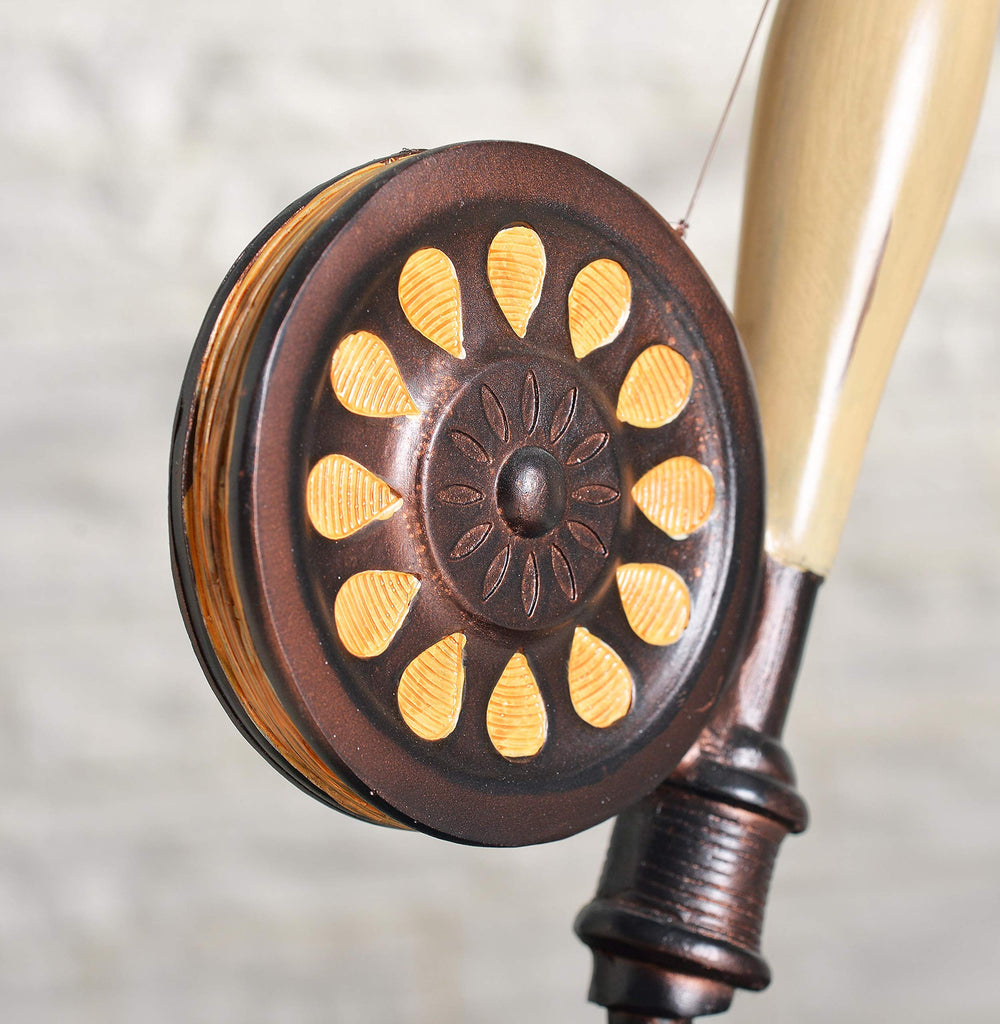 Fly Rod Table Lamp with Oil Rubbed Bronze w/Wood Accent Finish, Rustic Style, 27.5" Height, 12" Width, 14.5" Depth