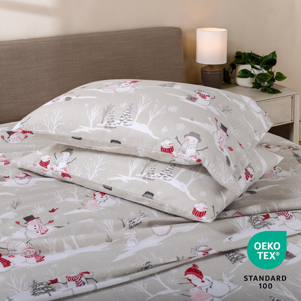 Flannel Sheet Set Prints (Cal King, Snowmen)