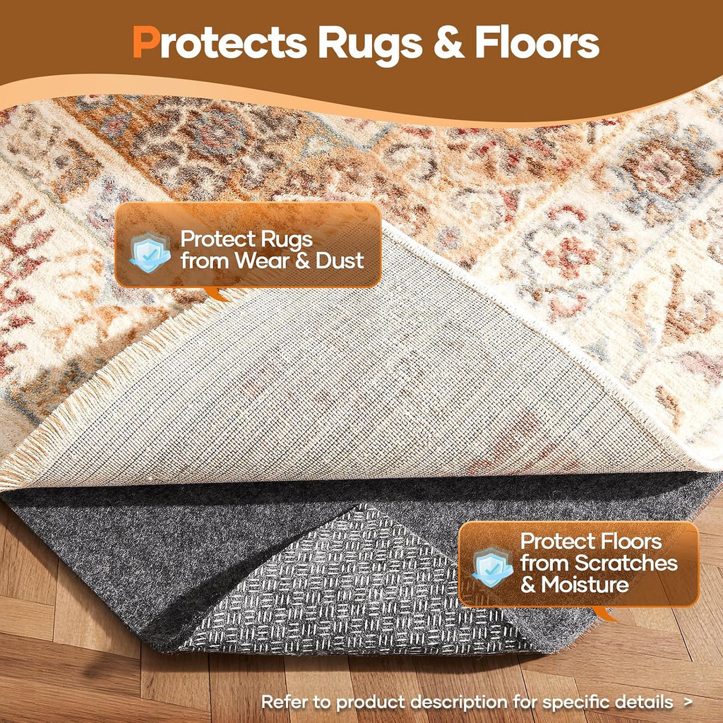 Non Slip Cushioned Rug Pad Gripper, Felt and Silicone Backing, 2 x 7 Ft, 1/4 inch Thick Runner Carpet Liner Protector - Set of 99