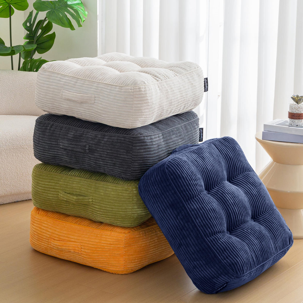 8" Extra Thick Floor Pillow Cushion for Adults, Meditation Cushion Pillow, Large Square Floor Sitting, Tufted