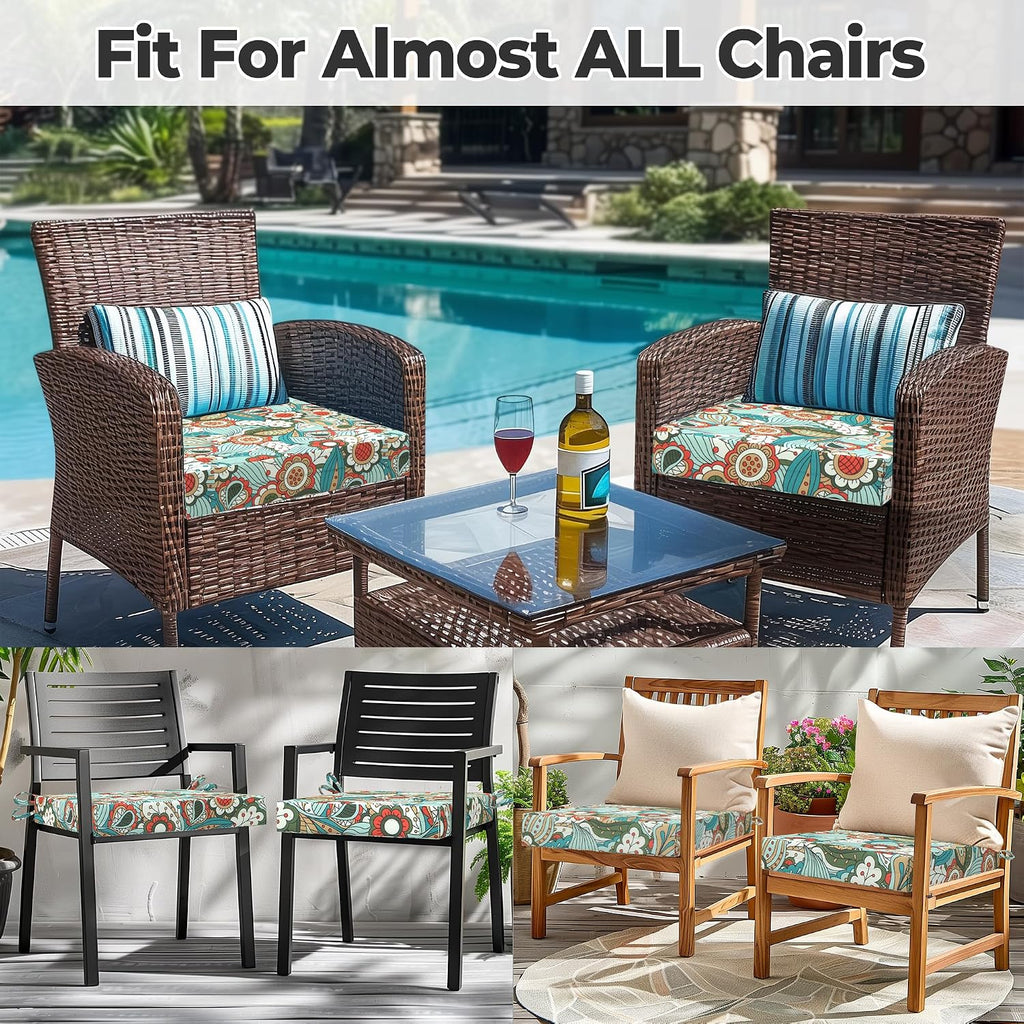 Patio Chair Cushions Set of 4, 18.5" x 16" x 3" Waterproof Outdoor Chair Cushions for Furniture, Seat Cushion with