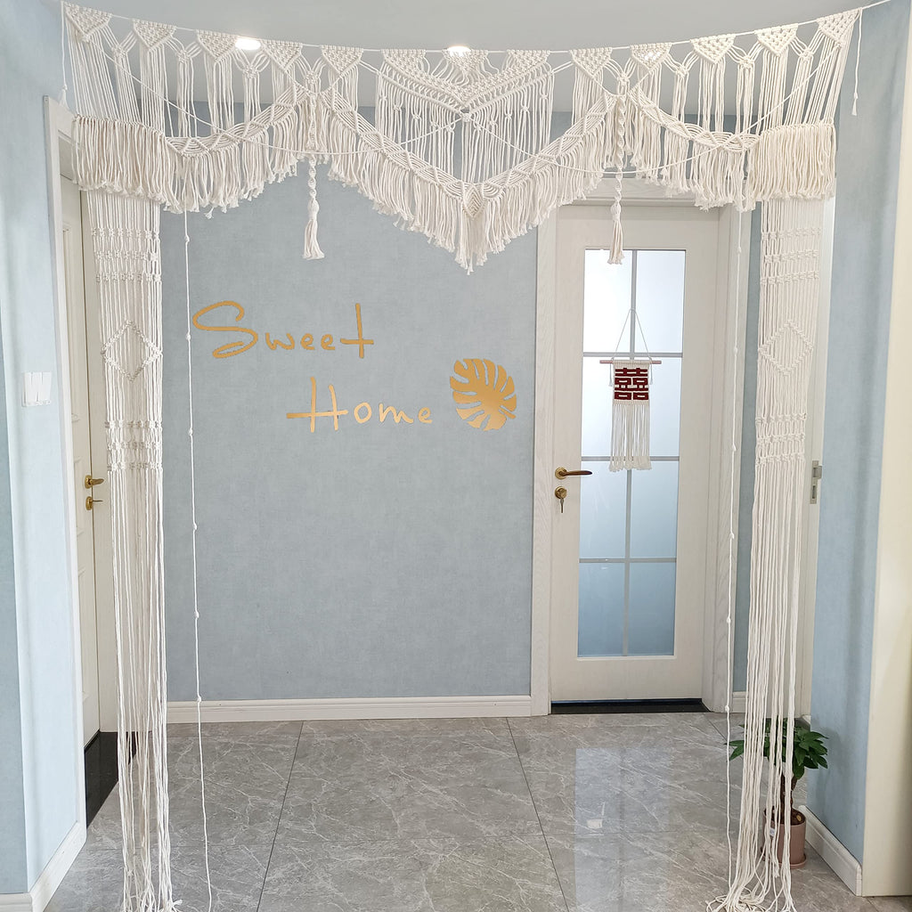 Large Macrame Wedding Backdrop(71" W x 86" L) for Arbor/Arch Bohemian Wall Hanging Decor Boho Doorway/Window Curtains