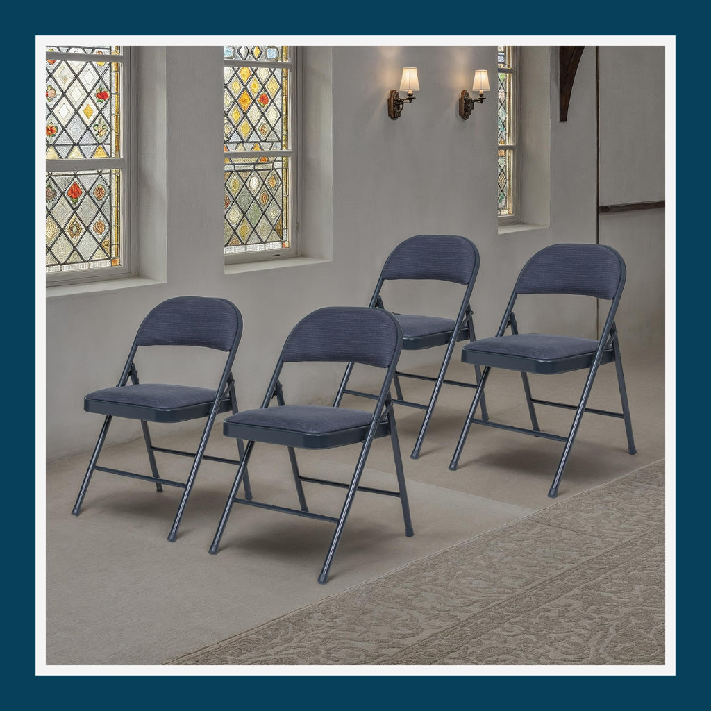 Series Premium Fabric Padded All Steel Folding Chairs, Comfort Cushioned Seat & Back for Meeting Office