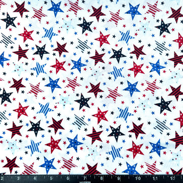 100% Cotton Fabric by The Yard for Sewing, Quilting, DIY Crafts - 42 Inches (Patriotic Red White Blue Stars)
