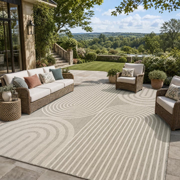 Grey Outdoor Rug-Patio Rug 8x10 ft Polypropylene Indoor Outdoor Rugs Outdoor Carpet Deck Balcony Porch, Textured