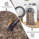 Washable Large Round Area Rug 6ft for Living Room, Washable Vintage Accent Distressed Faux Wool Ultr