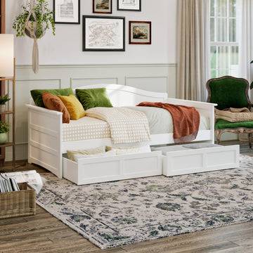Acadia Twin Wood Daybed with 2 Storage Drawers, White
