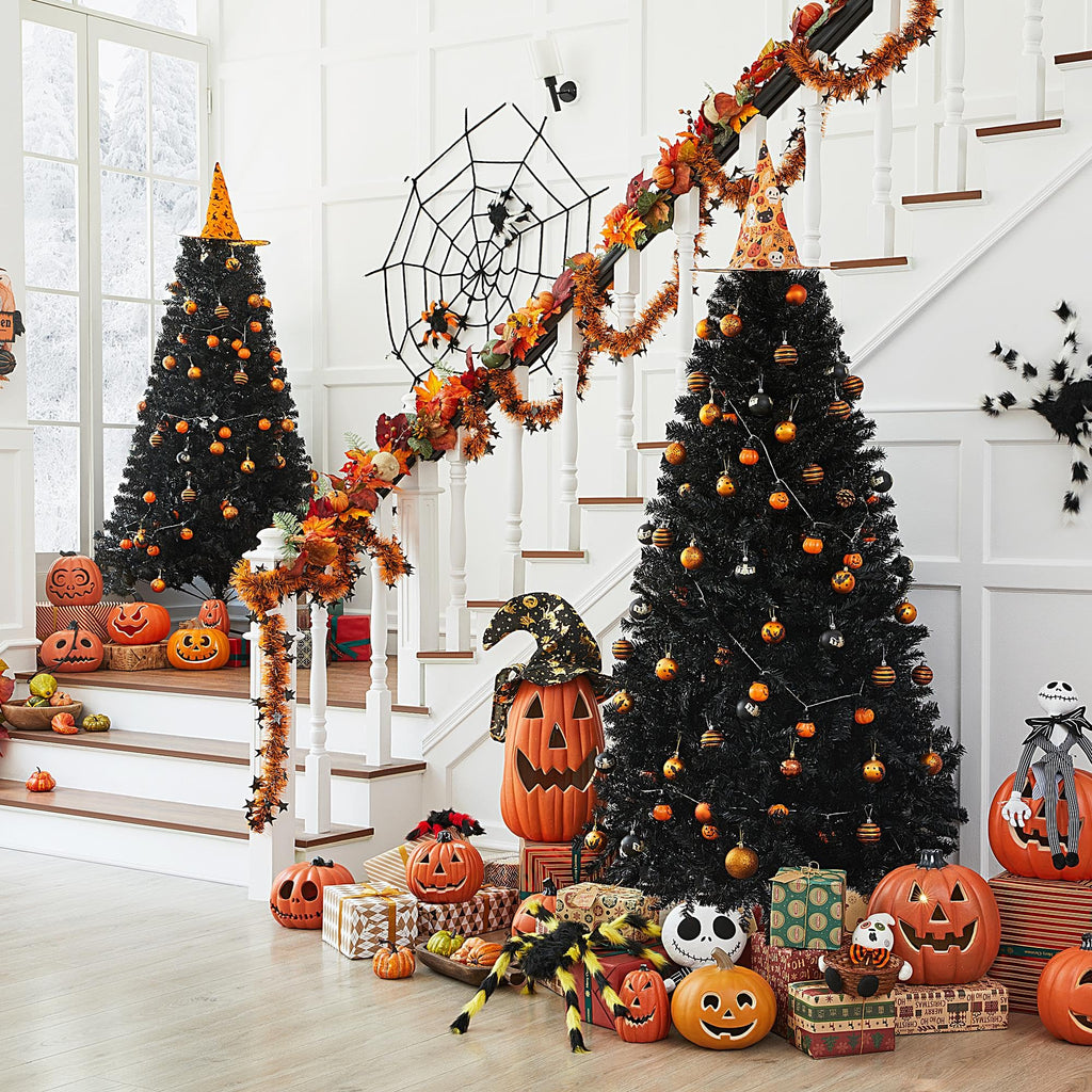 6ft Black Artificial Christmas Pine Tree, Unlit Christmas Trees
