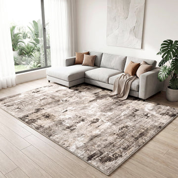 Washable Living Room Area Rug, Neutral Taupe