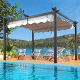 10'x12' Outdoor Pergola with Retractable Canopy, Patio Metal - Image 6