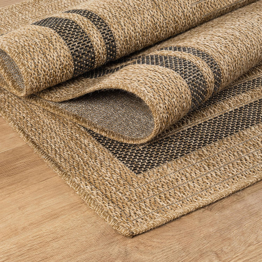 Easy Jute Bordered Rug 8x10 Washable Durable Indoor Outdoor Area Rugs for Living Dining Room Patio Office Stain