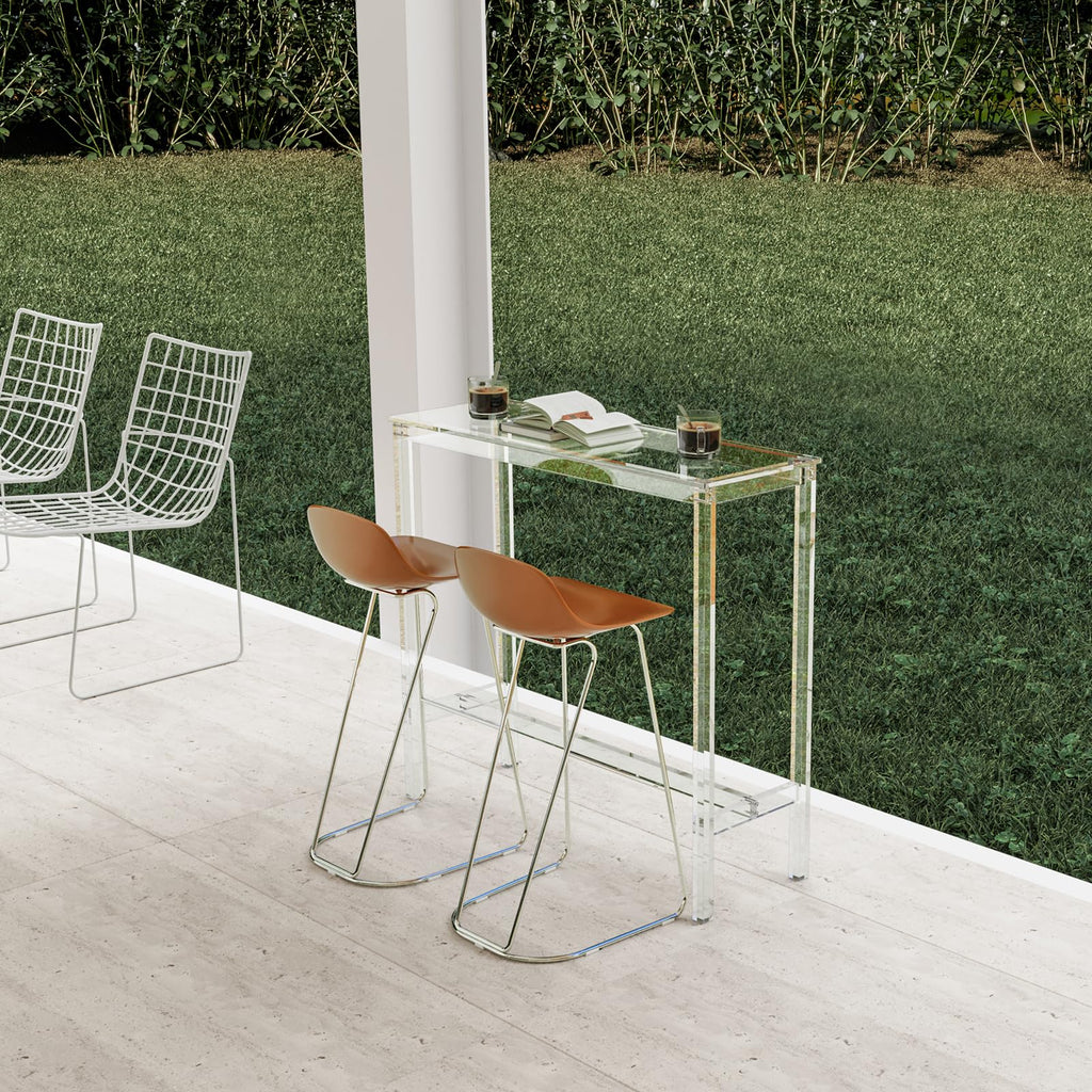 Acrylic Counter Height Table - 39" Clear Bar Table Rectangular High Top Pub Table Kitchen & Dining & Living Room