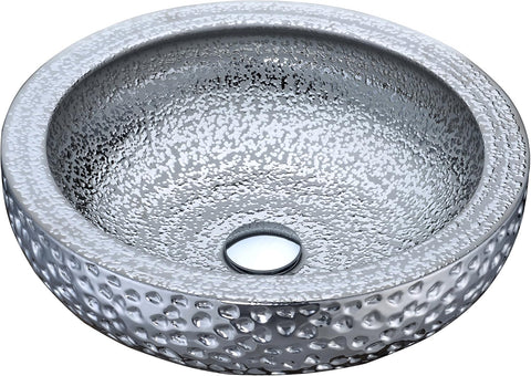 ANZZI Tempered Glass Vessel Bowl Sink in Speckled Silver, Silver Top Mount Bathroom Sinks Above Counter