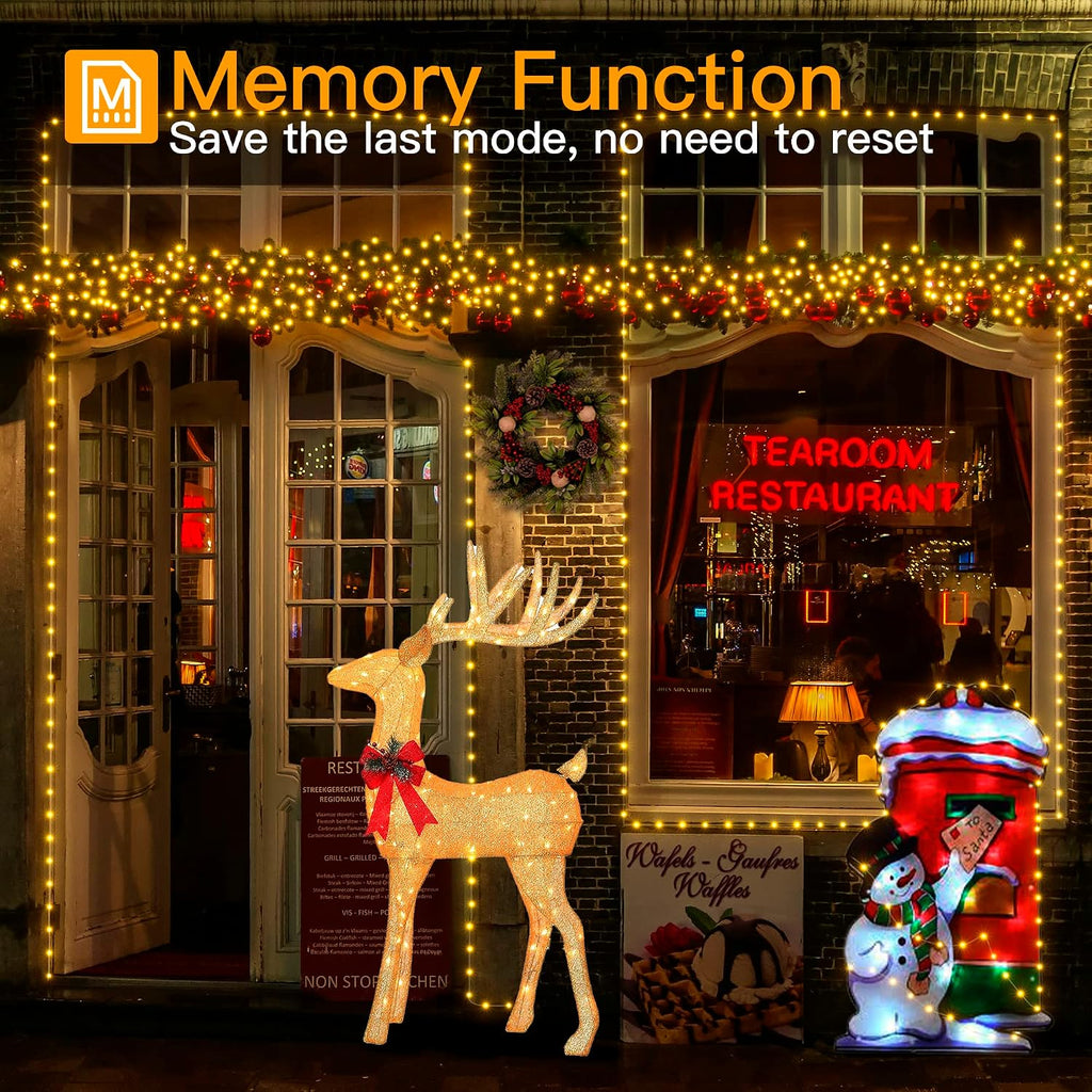 Christmas Lights Warm and Multicolor, 600LED 197FT Christmas Tree Lights IP67 Waterproof, Plug in Fairy Light with