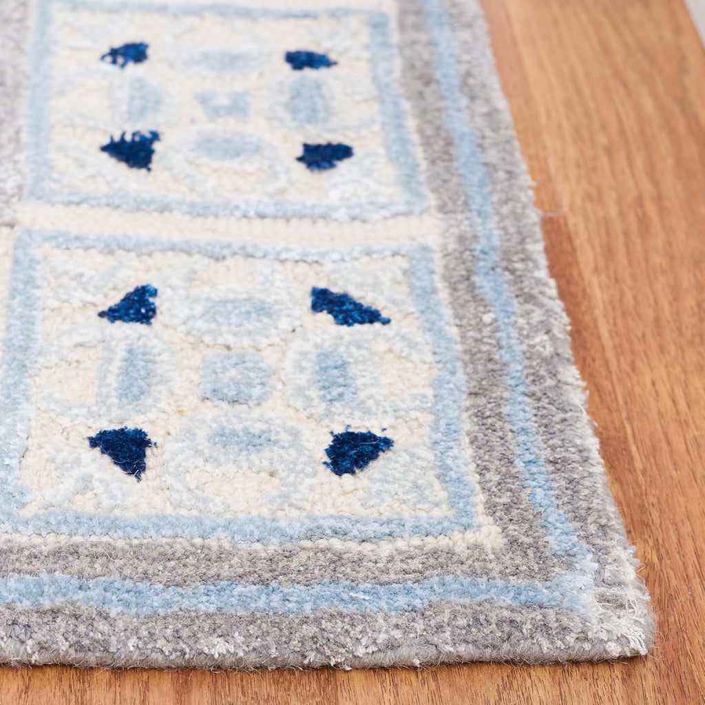 Bella Area Rug - 9' x 12', Ivory & Blue, Handmade Wool & Viscose