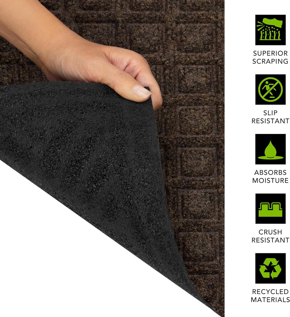 Textures 3' x 5' Blocks Heavy Duty Walnut Door Mat - Weather & Stain Resistant, Non-Slip, Outdoor Mat - Superior
