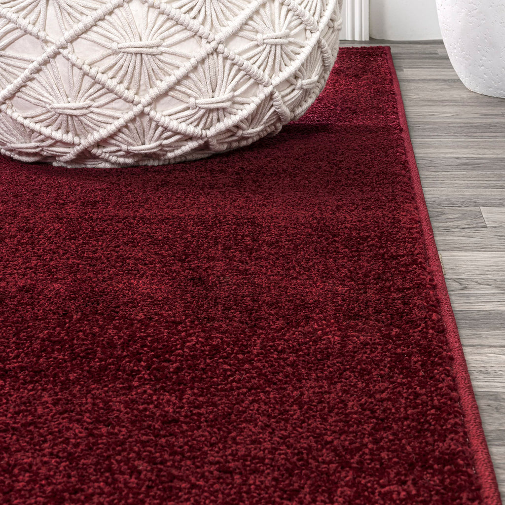 Solid Low-Pile Oval Rug 3X5 Dark Red, Coastal Indoor Rug