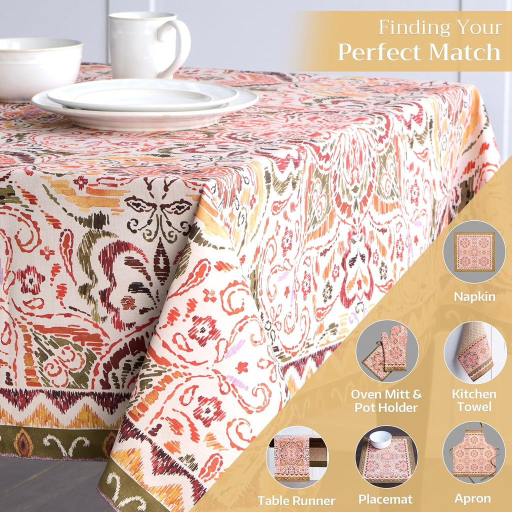 Table Cloth Square Table 100% Cotton 54 x 54 Inches Fall Tablecloth Reusable Everyday Use for Thanks