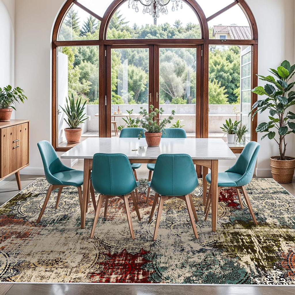 10x14 Living Room Area Rug - Modern Abstract Large Area Rugs Non-Slip Stain Resistant Carpets for Bedroom Soft Low