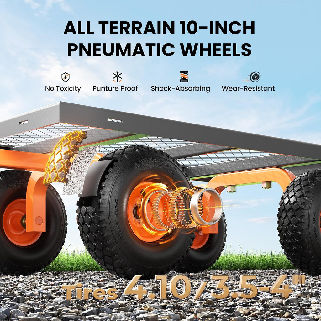 Steel Garden Cart 1000 Lbs Capacity with 10" All Terrain Tires