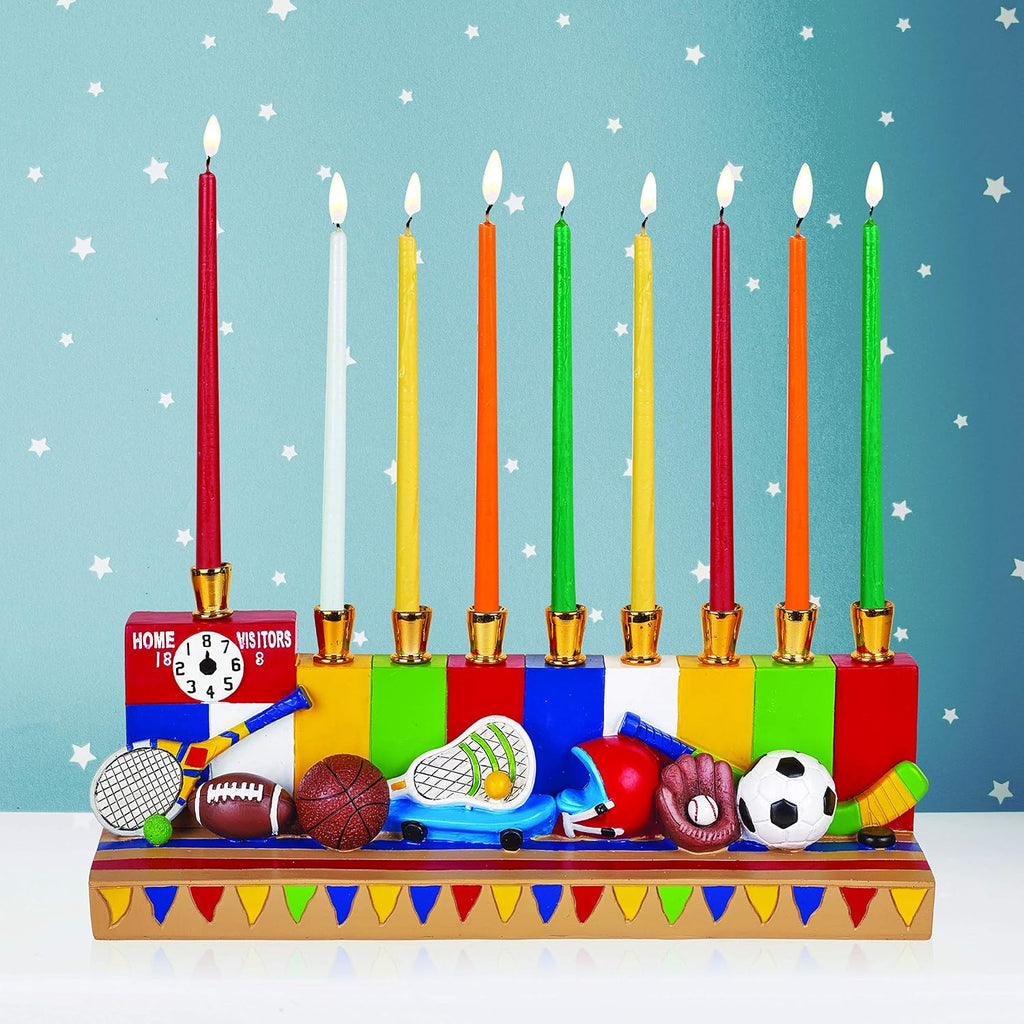 Hanukkah Sports for Kids Polyresin Chanukah Candles for Children 3D Sculptured Boys & Girls Ball Games Hanukkiah