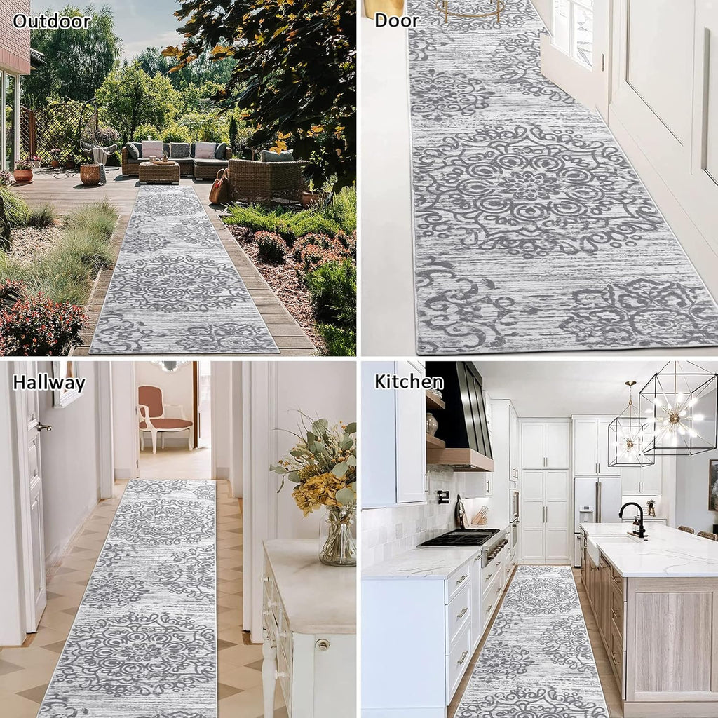 Hallway Runner Rug 2'x10' Washable Vintage Distressed Area Rugs Non Slip Laundry Rug Runner Boho Flo