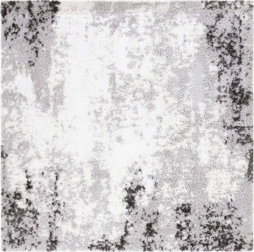 Berber Shag Collection Area Rug - 7' Square, Light Grey & Dark Grey, Non-Shedding & Easy Care, 1.25-inch Thick Ideal