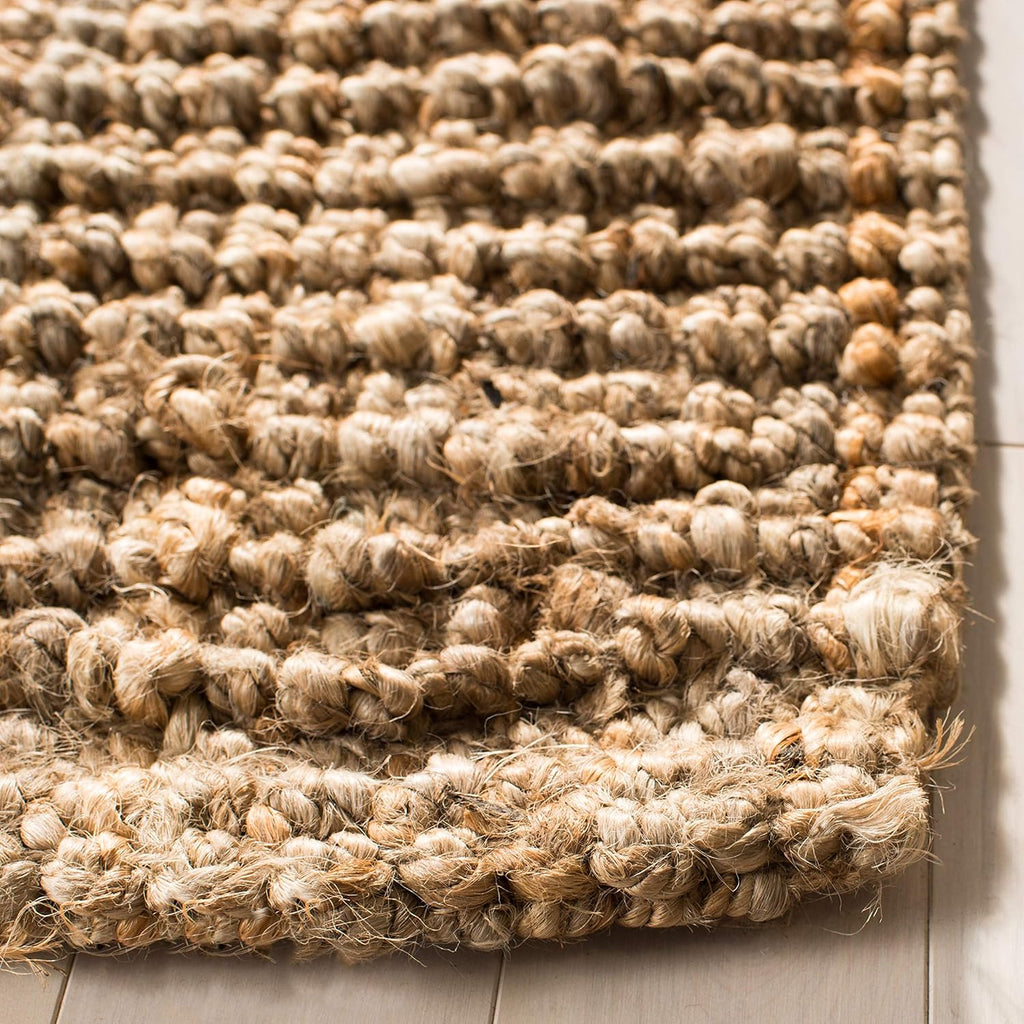 Area Rug 9x12 - Natural Fiber - Large - Natural Brown, Handmade Jute, Farmhouse Style, Chunky Textured Thick Pile