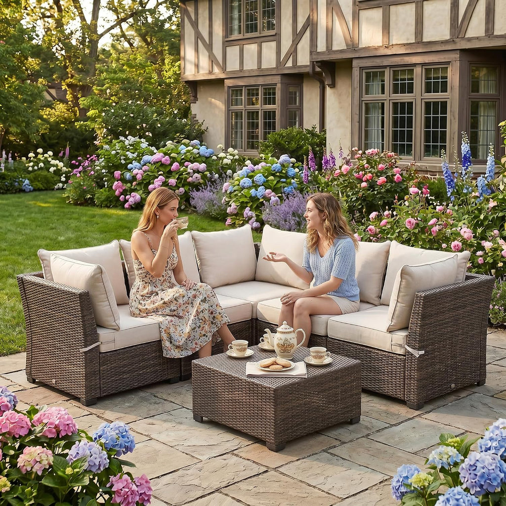 6" Thick Outdoor Cushion 24 x 24 Inch, Deep Seat Waterproof Patio Chair | Cushions with Adjustable Buckle Straps &
