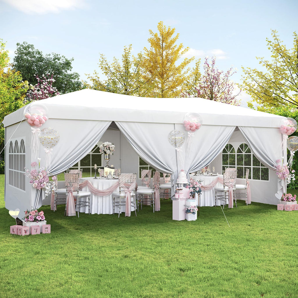 10x20 Pop Up Canopy Tent with LED Light, Party Tent, White