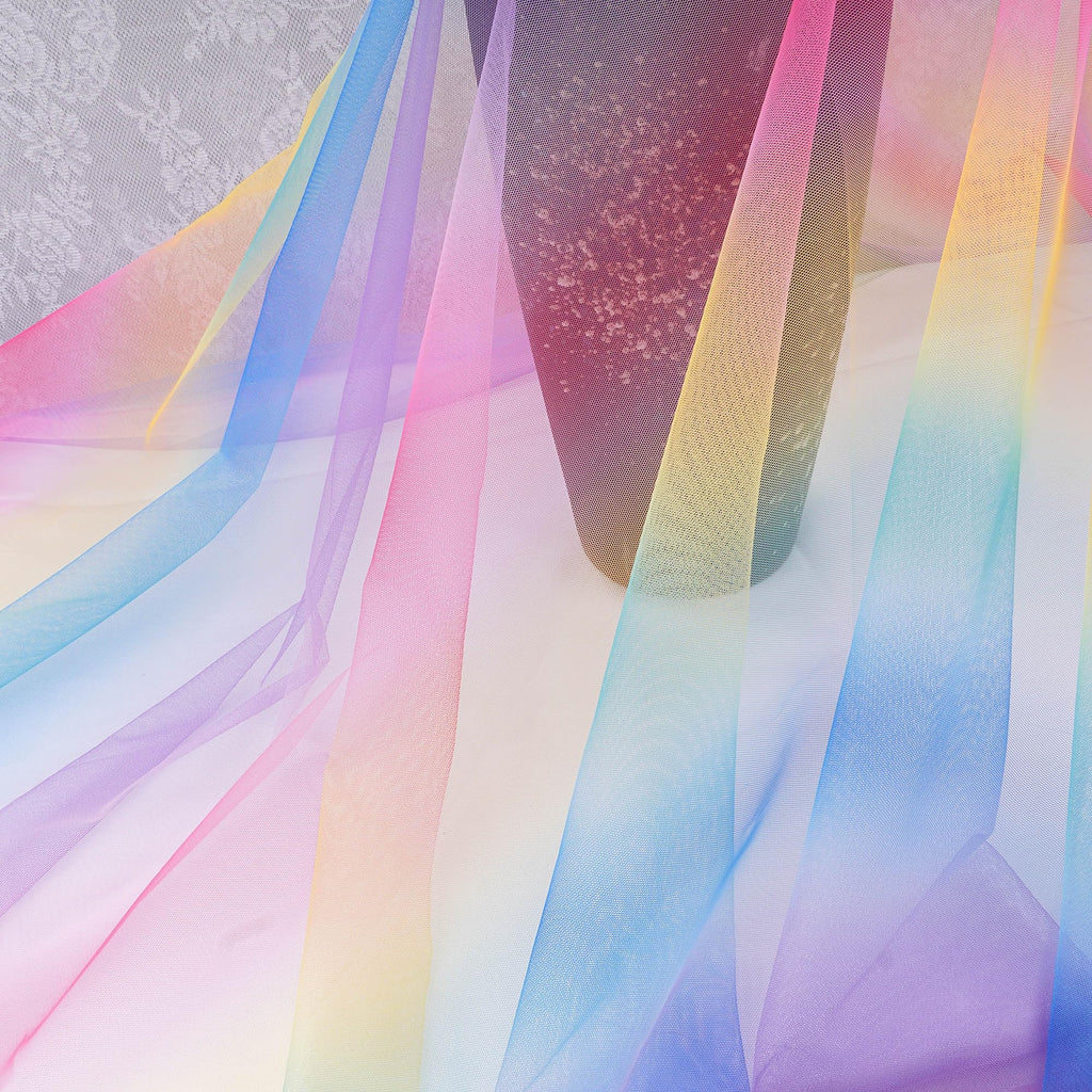 Rainbow Gradient Tulle Fabric for Sewing DIY Crafts Tutu Tulle Dress Making Table Runner Curtain Drapes Home &