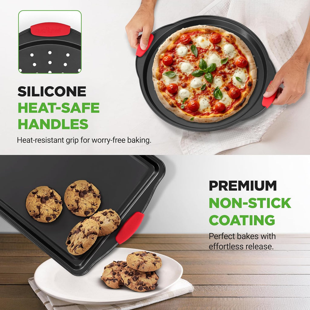 Non-Stick Kitchen Oven Pans-Deluxe & Stylish Nonstick Gray Coating Inside Outside, Commercial Grade Restaurant
