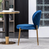 Amoa Contemporary Golden Metal Legs with Velvet Upholstered Dining Chairs Set of 2, Blue