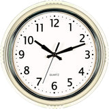 Bernhard Products Retro Wall Clock 9.5 Inch Cream Kitchen 50's Vintage Design Round Silent Non Ticking Quality Quartz