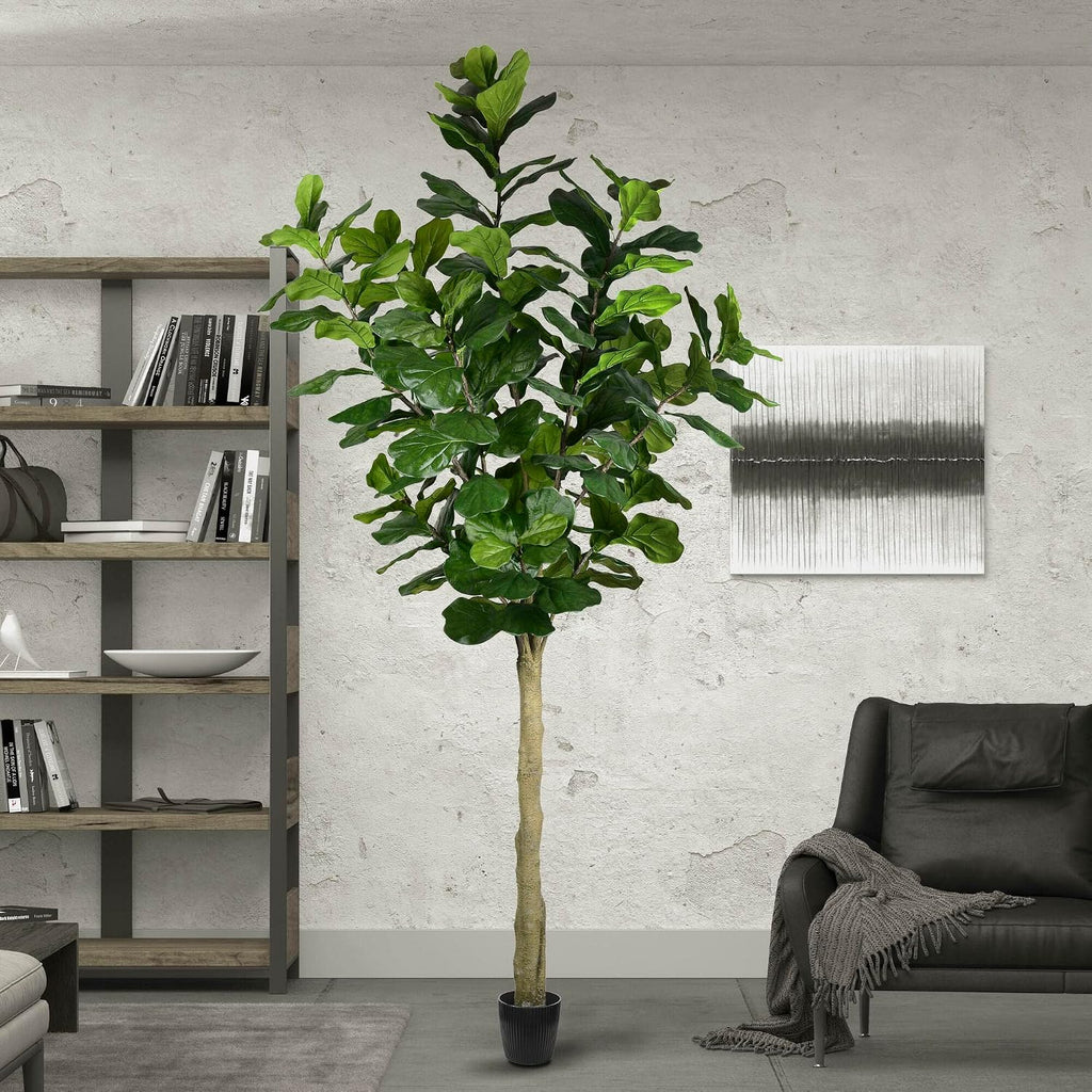 10' Artificial Potted Fiddle Tree, 184 Leaves, Faux Fiddle Leaf Fig for Indoor Decor, Maintenance-Free, Realistic