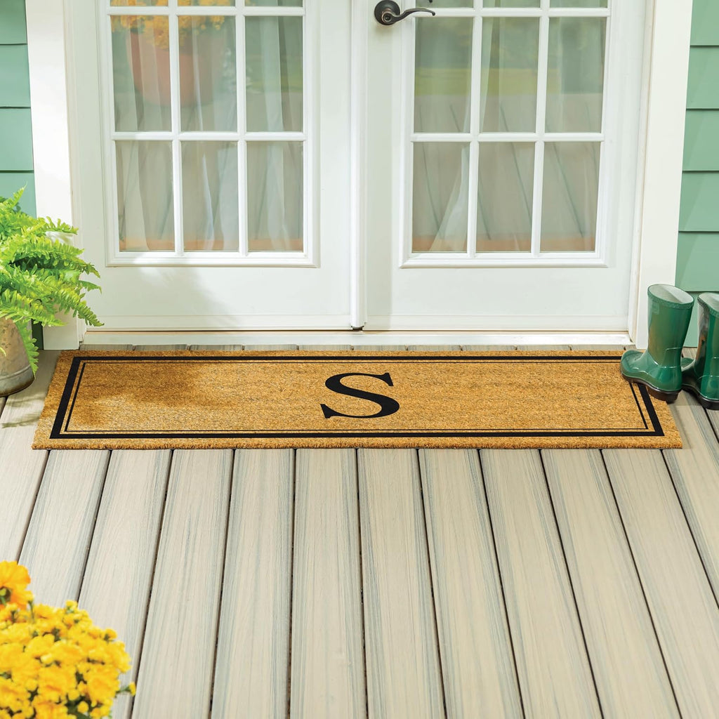 Monogram Extra Large Coir Doormat, 60x24 Inches Front Door Mat, Outdoor Indoor Entrance Rug, Welcome Mat for Double