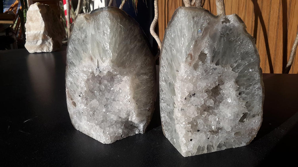 Natural Agate Quartz Geode Book Ends - Made from the Finest Grade Brazilian Agate