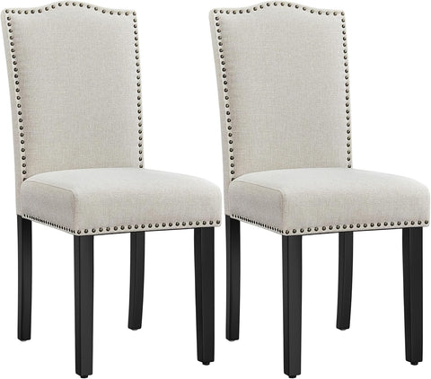 Dining Chairs Set of 2 Modern Kitchen Chairs with Fabric Upholstered Seat and Solid Wood Legs for Home Kitchen, Beige