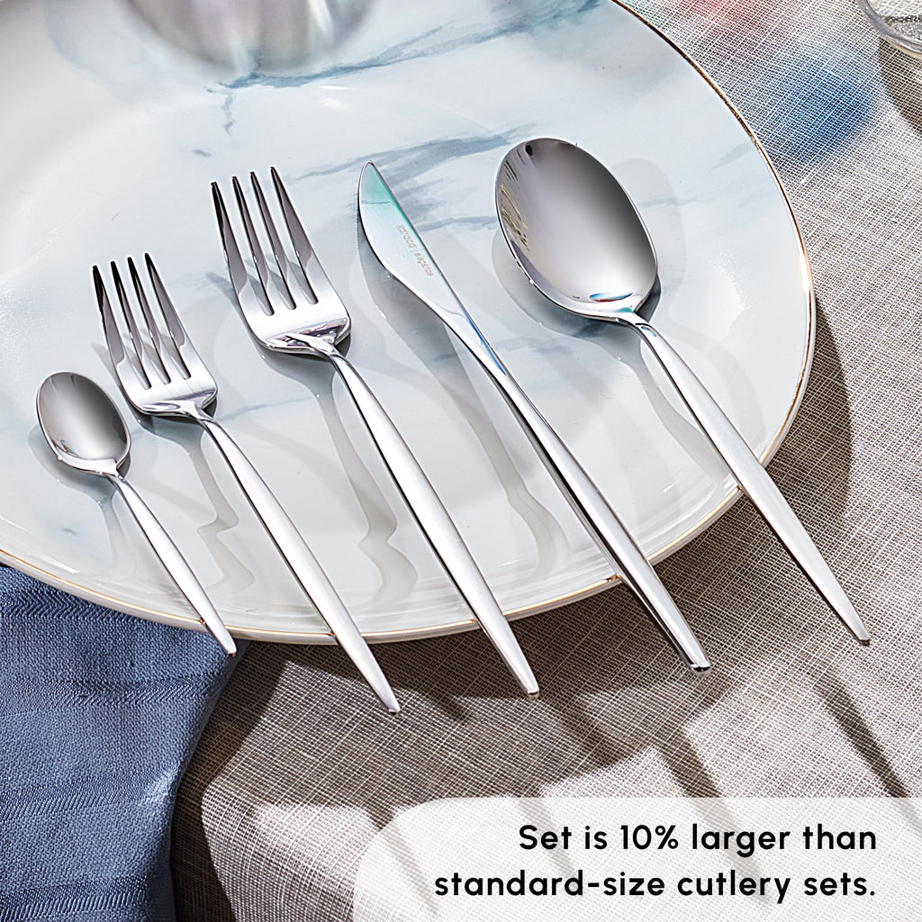 Lizbon - 18/10 Stainless Steel Silverware Set for 12, 60 Piece Heavy Duty Flatware Set, Dishwasher Safe Modern