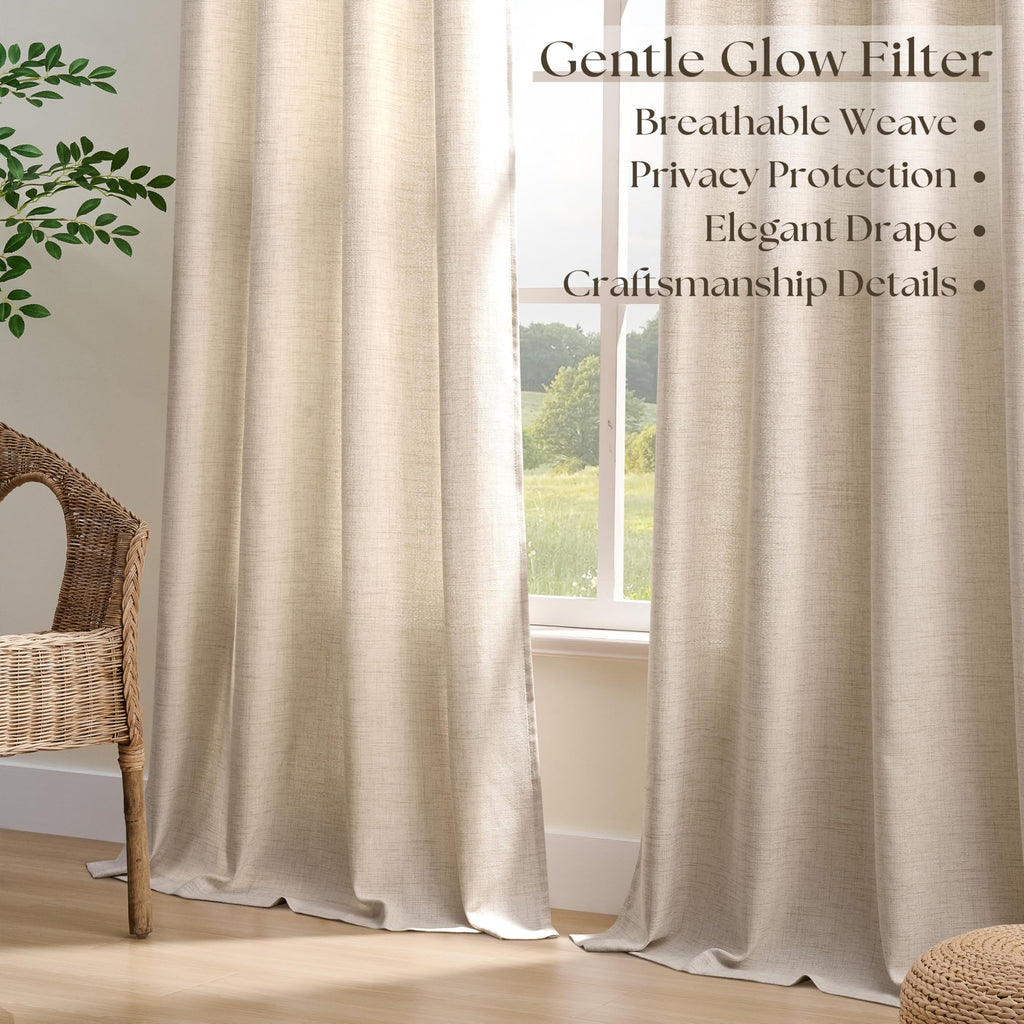 Flax Linen Curtains Extra Wide 100 Inch Wide 96 Inch Length 1 Panel