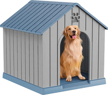 Large Dog House Indoor Outdoor, Blue, 38.62×36.26×38.07
